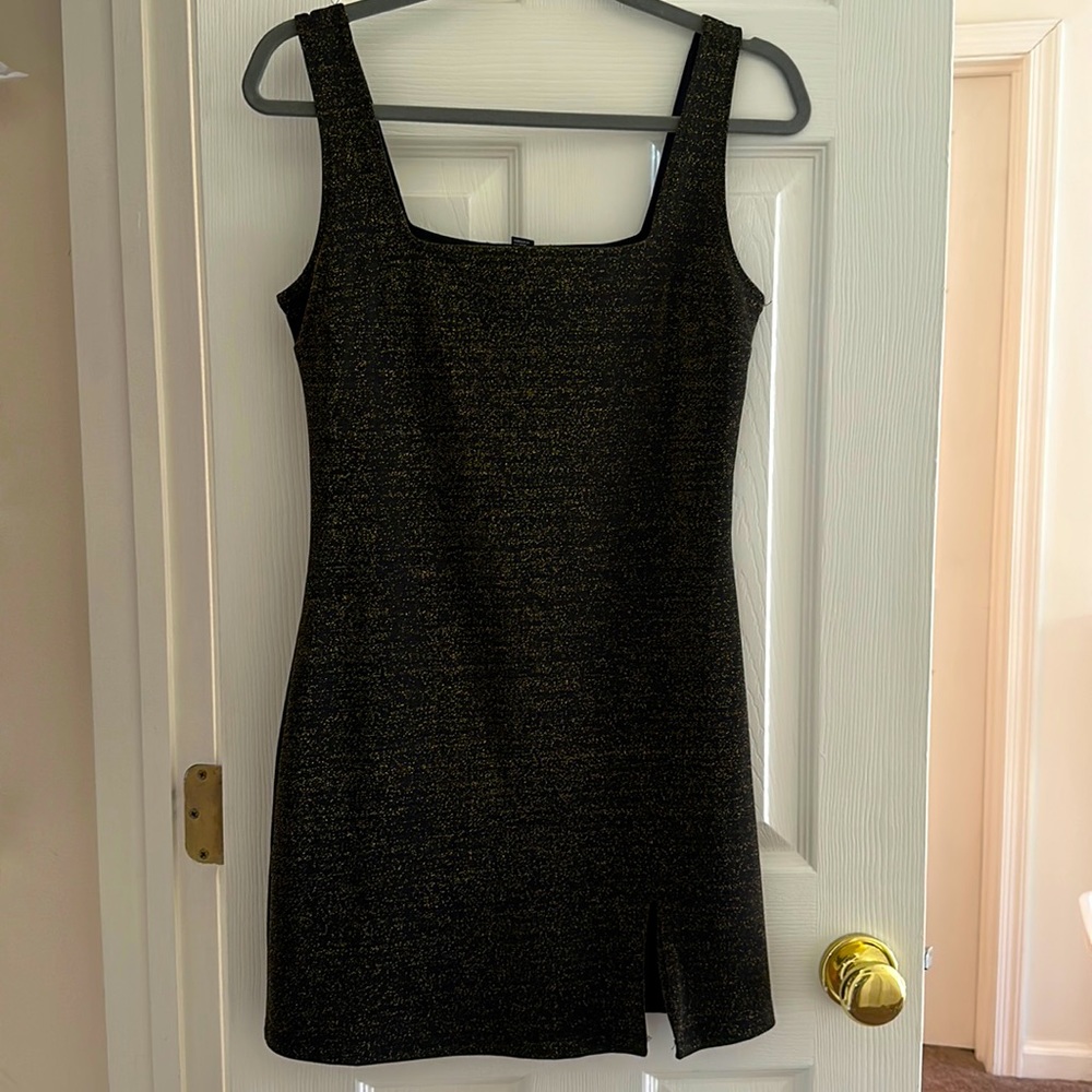 Body Con Shimmery Black Mini Dress